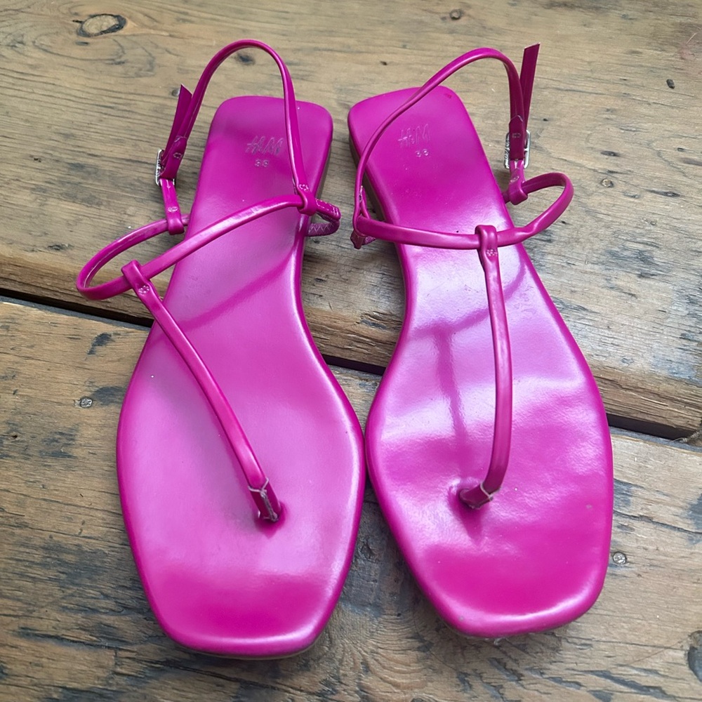 Hot pink strappy flats